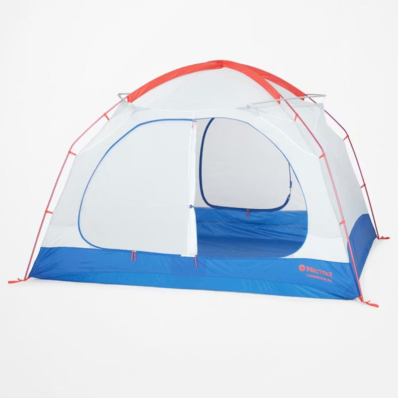 Load image into Gallery viewer, Camping tent with red and blue accents on a white background