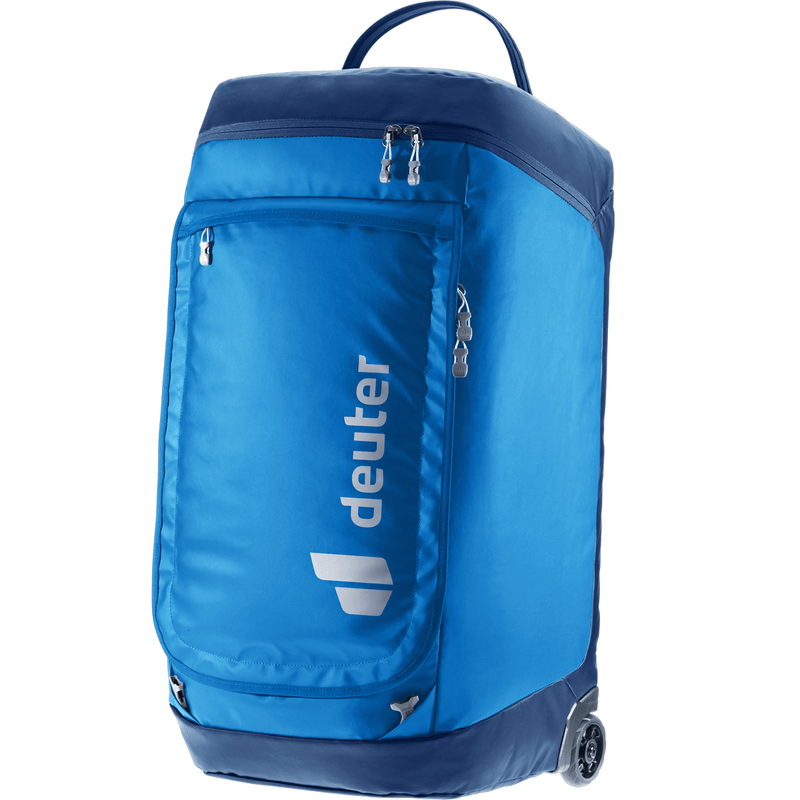 Load image into Gallery viewer, Blue travel bag with Deuter logo on a white background