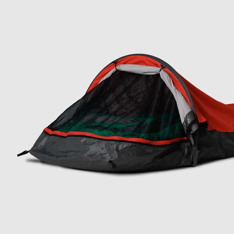 Load image into Gallery viewer, Black and red tent on a light gray background