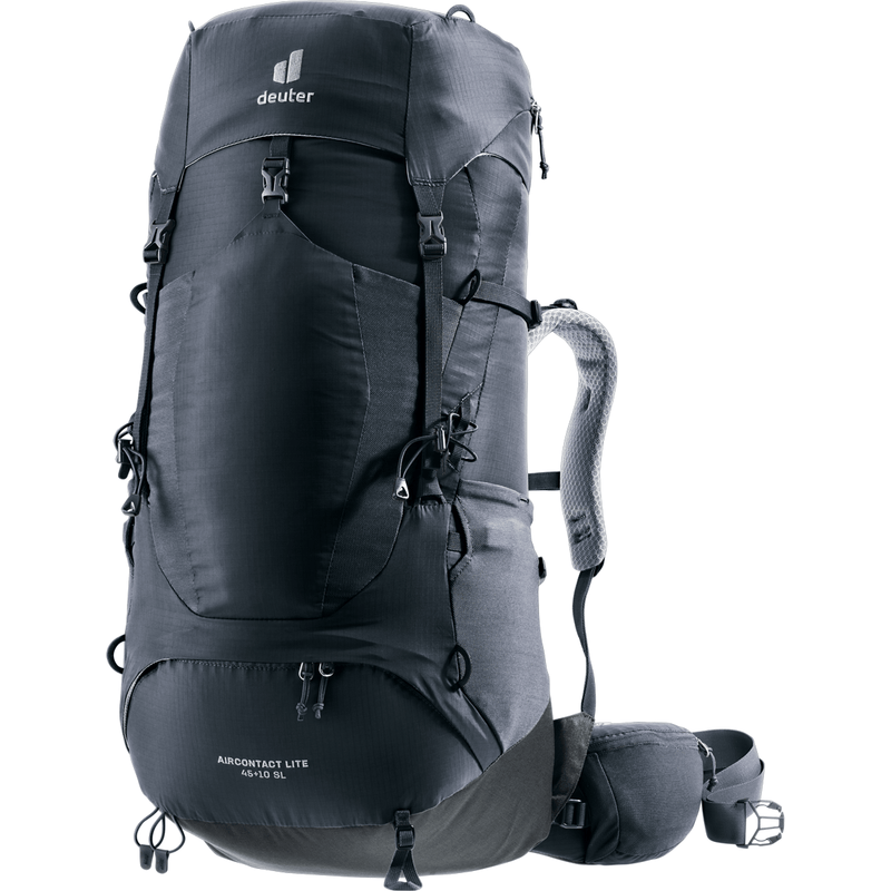 Load image into Gallery viewer, Black hiking backpack with Deuter logo on a white background