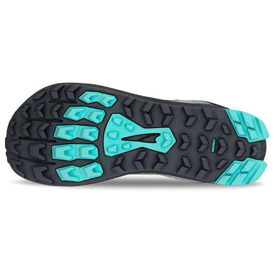 Close-up of a shoe sole with green and black pattern on a white background