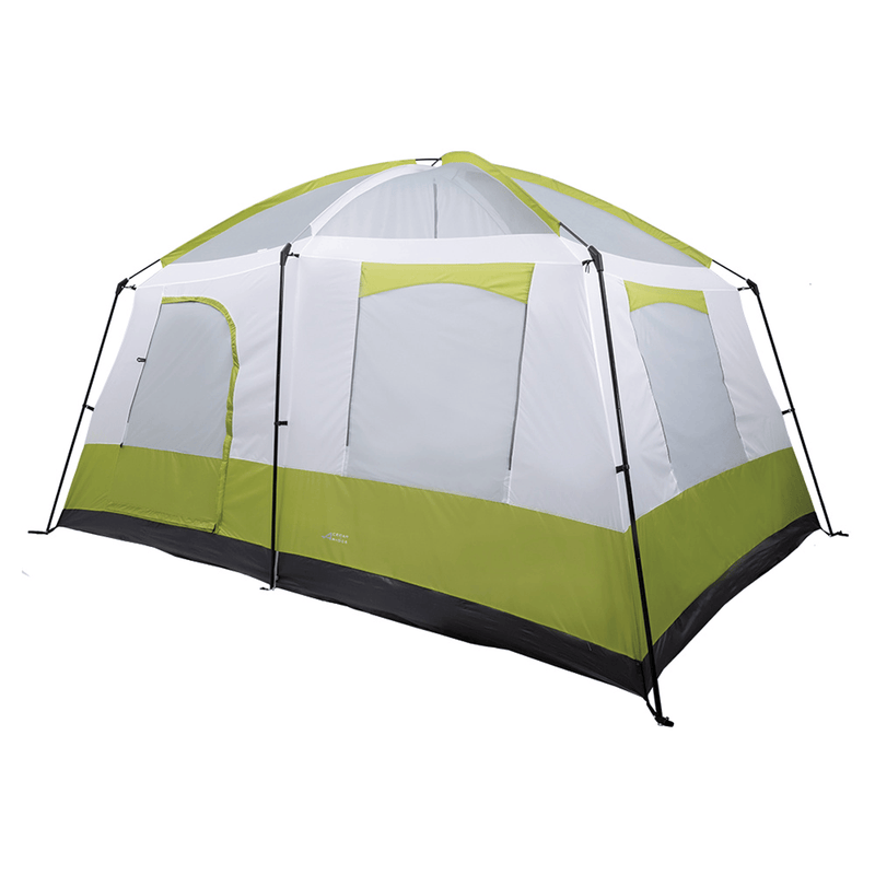 Load image into Gallery viewer, Green and white camping tent on a white background