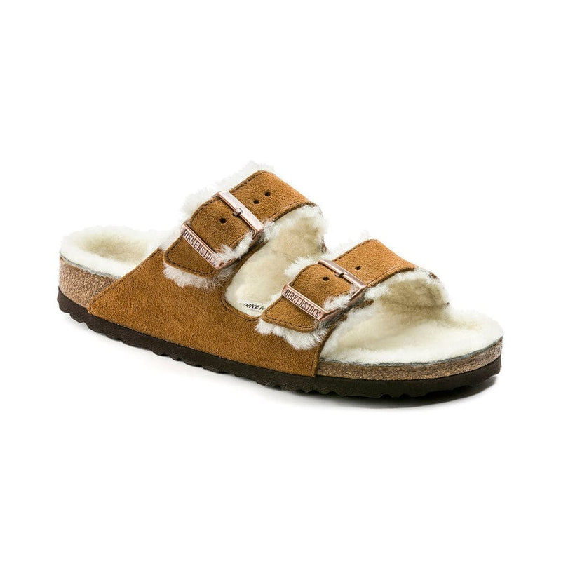 Load image into Gallery viewer, Birkenstock Arizona Shearling Suede Leather Sandals Mink/Natural 43 Footwear Womens by Birkenstock | Campmor