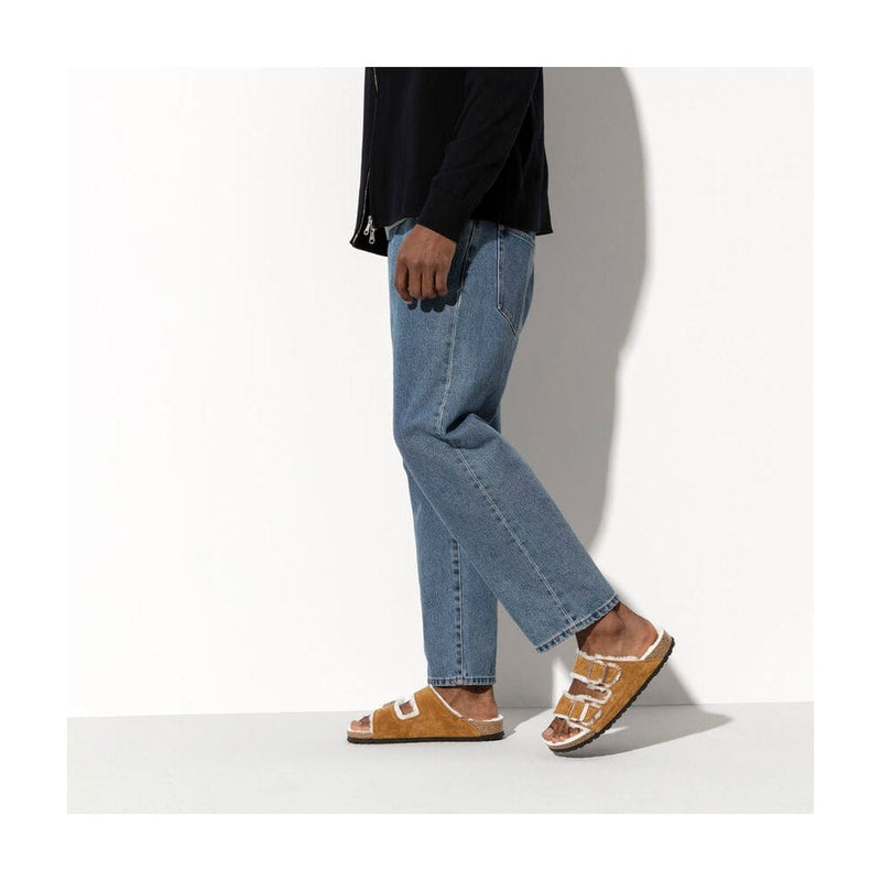 Load image into Gallery viewer, Birkenstock Arizona Shearling Suede Leather Sandals Mink/Natural Footwear Womens by Birkenstock | Campmor
