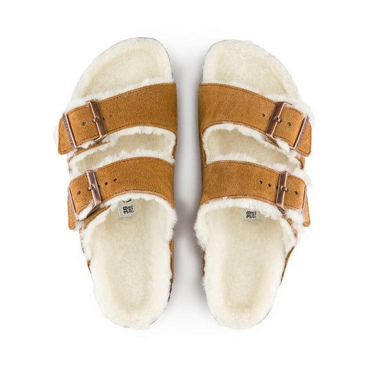 Birkenstock Arizona Shearling Suede Leather Sandals Mink/Natural Footwear Womens by Birkenstock | Campmor