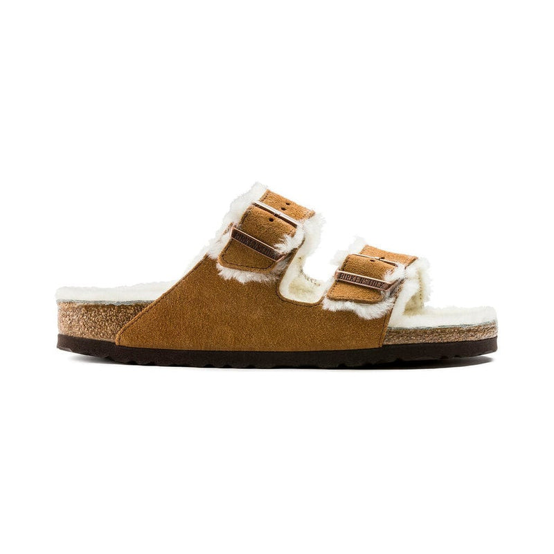 Load image into Gallery viewer, Birkenstock Arizona Shearling Suede Leather Sandals Mink/Natural Footwear Womens by Birkenstock | Campmor