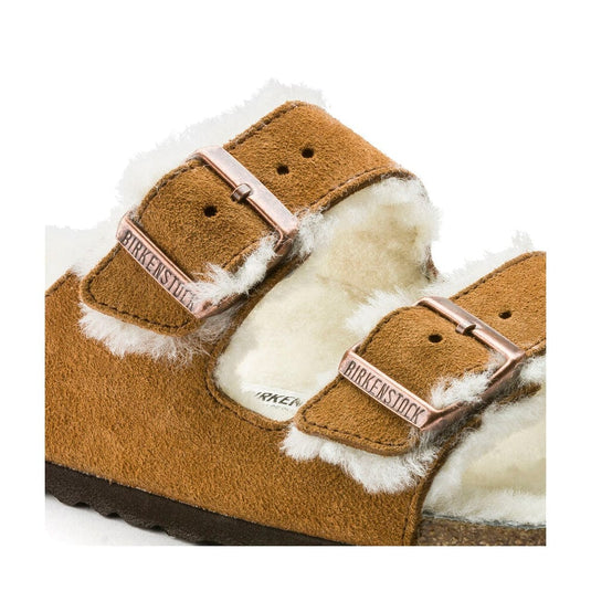 Birkenstock Arizona Shearling Suede Leather Sandals Mink/Natural Footwear Womens by Birkenstock | Campmor