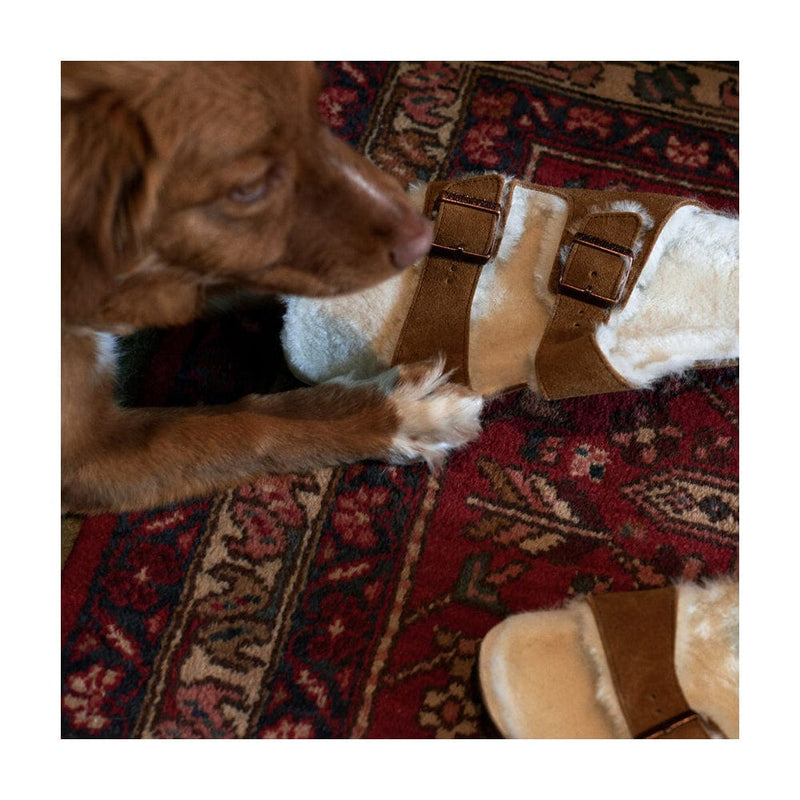 Load image into Gallery viewer, Birkenstock Arizona Shearling Suede Leather Sandals Mink/Natural Footwear Womens by Birkenstock | Campmor