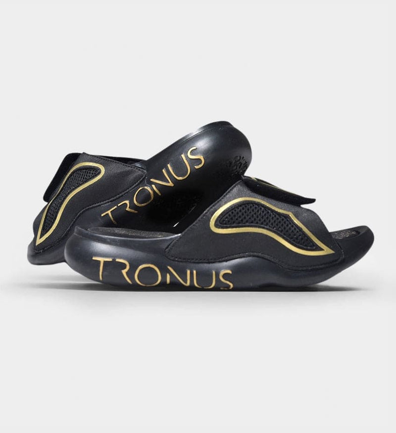 Load image into Gallery viewer, Womens Luxe Sports Recovery Slides Blackout By Tronus Footwear
