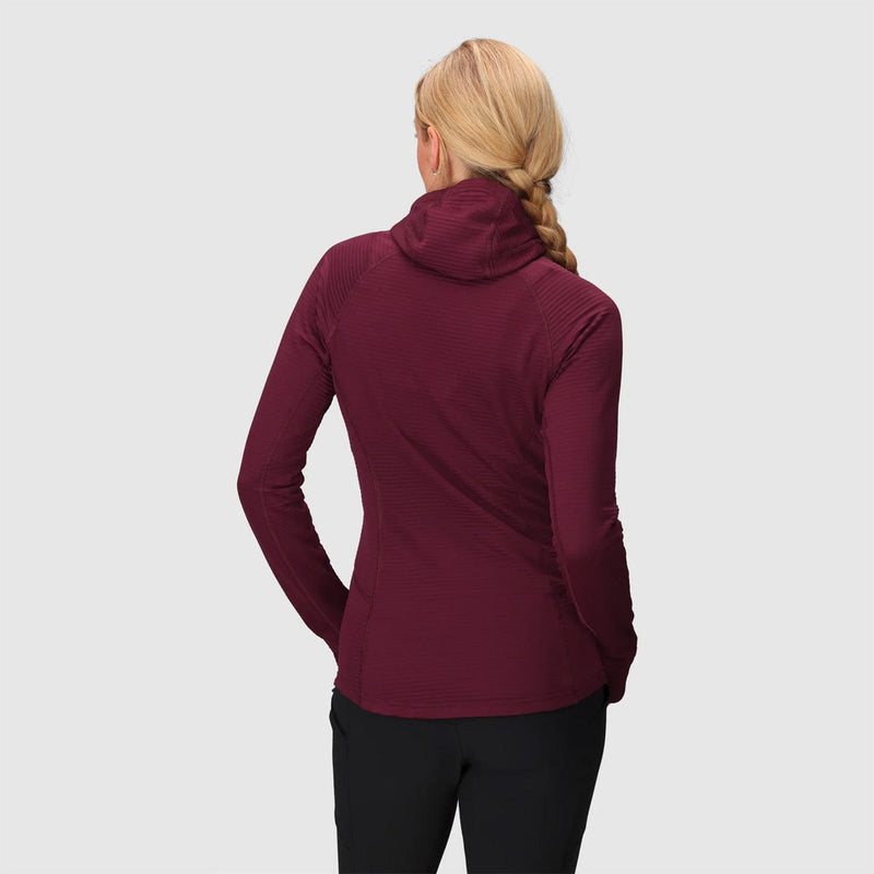 Load image into Gallery viewer, Person wearing a maroon long-sleeve top on a light gray background