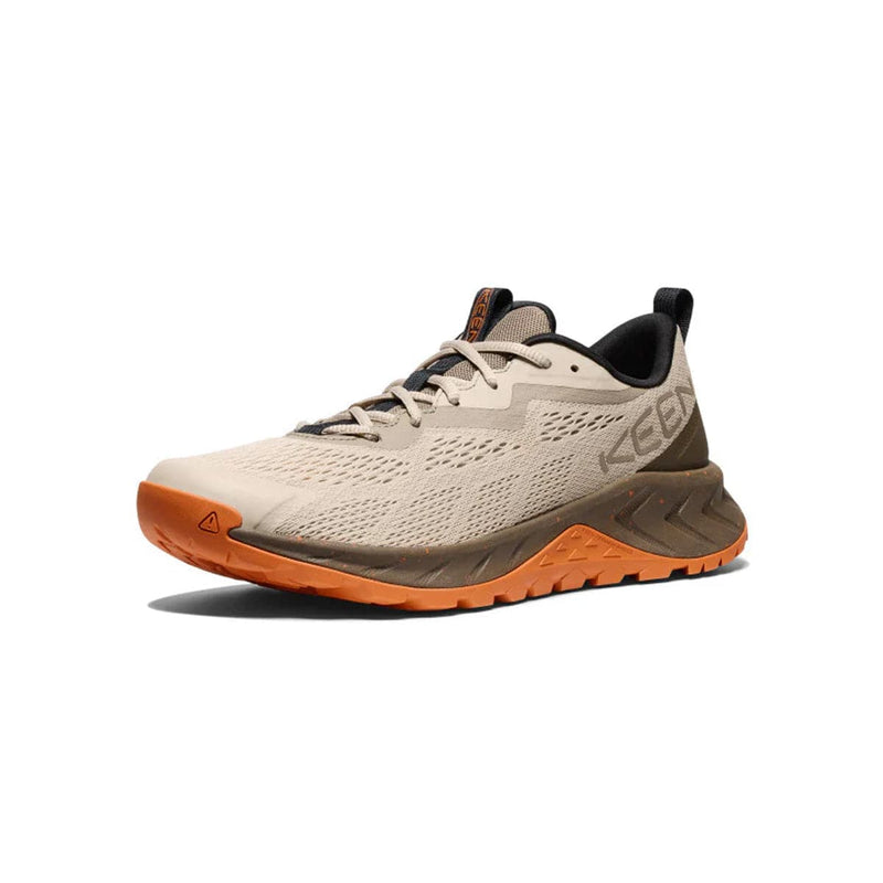 Load image into Gallery viewer, Beige and orange running shoe with 'KEEN' branding on a white background