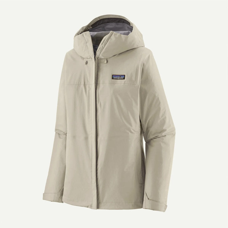 Load image into Gallery viewer, Beige raincoat with Patagonia logo on a white background