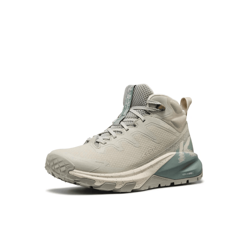 Load image into Gallery viewer, Light gray hiking boot with brand logo on a white background