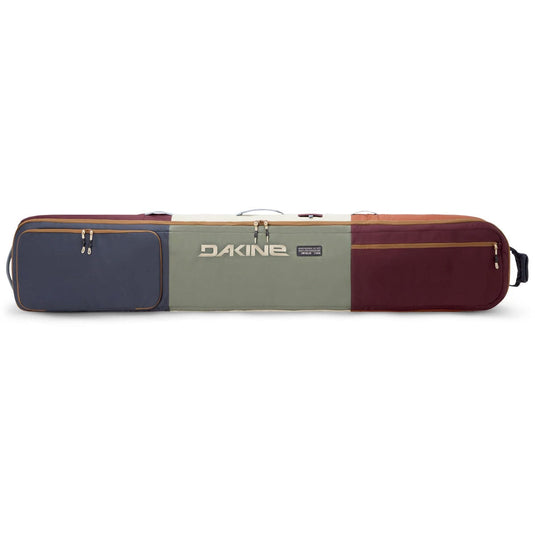 Multicolored ski bag with Dakine logo on a white background