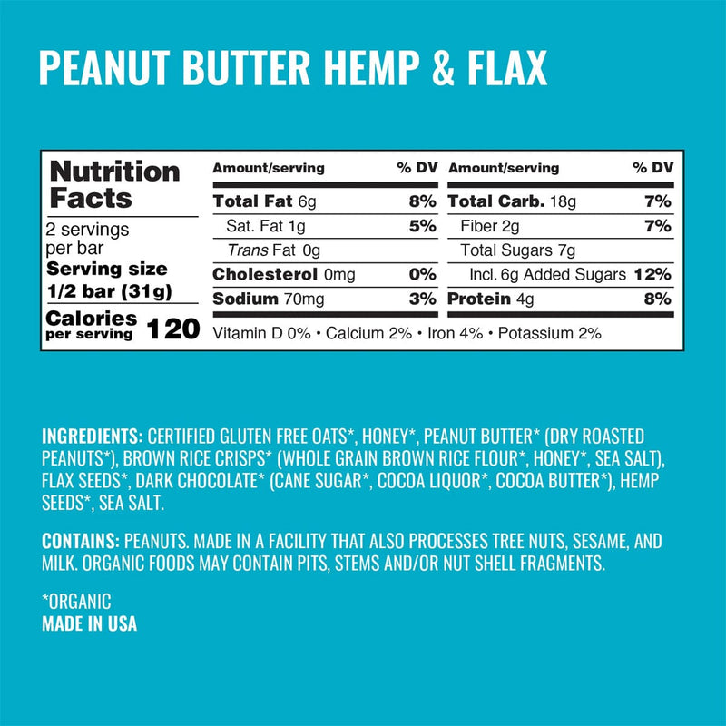 Load image into Gallery viewer, Kate's Peanut Butter Hemp & Flax Bar