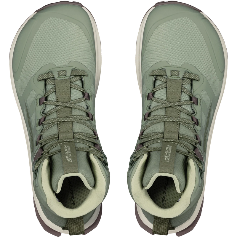 Load image into Gallery viewer, Pair of green hiking boots on a white background