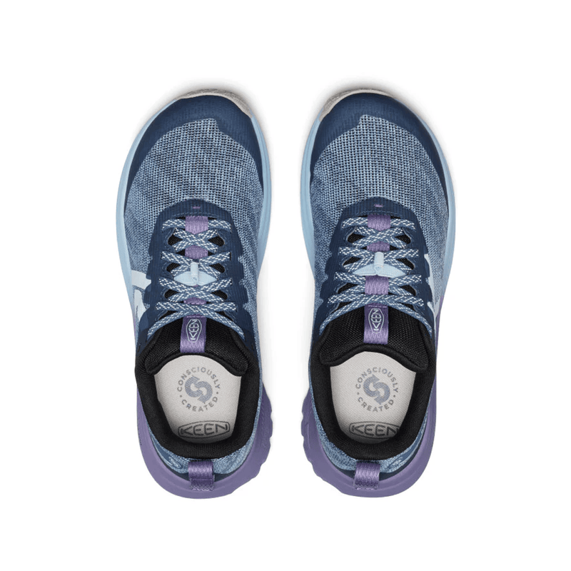 Load image into Gallery viewer, Pair of blue and purple Keen shoes on a white background