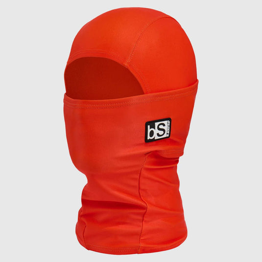 Orange balaclava with a brand logo on a light gray background