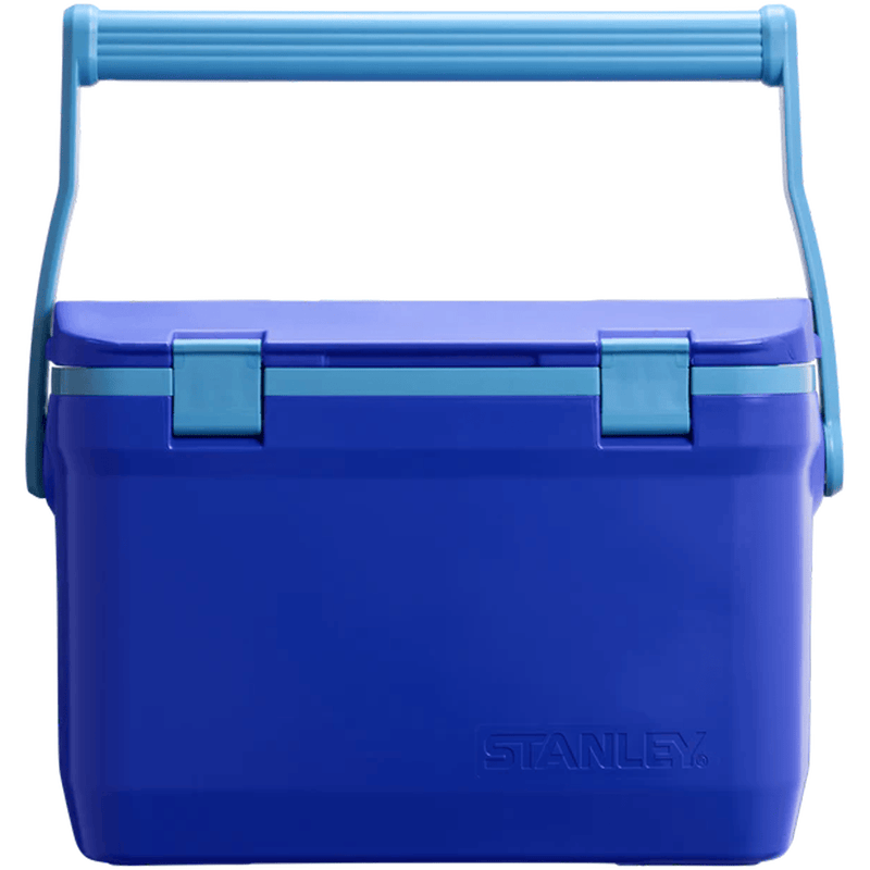 Load image into Gallery viewer, Blue cooler box with a handle on a white background