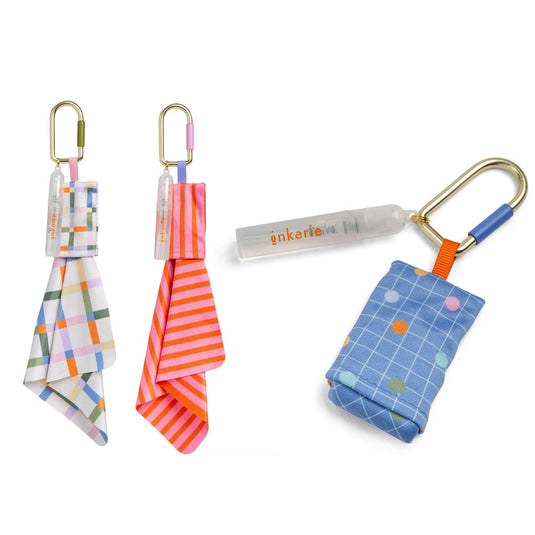 Three colorful keychains with a clear 'Ankerie' branded card on a white background