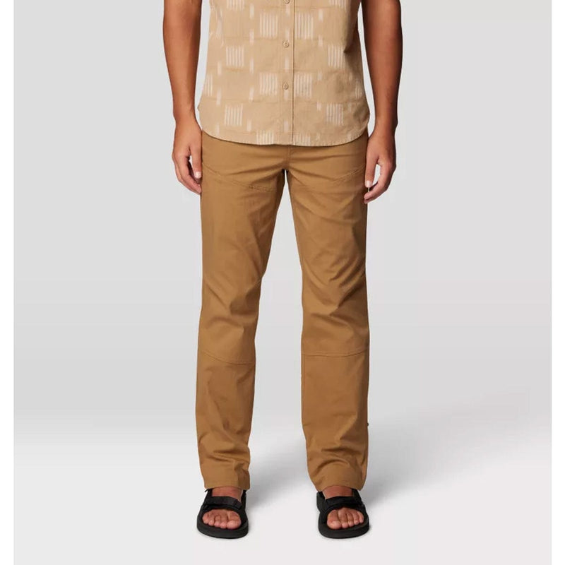 Load image into Gallery viewer, Person wearing a beige patterned shirt and brown pants on a white background