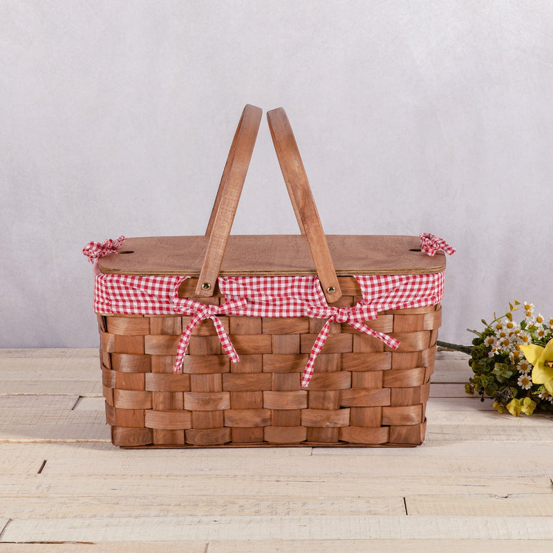 Load image into Gallery viewer, Kansas Handwoven Wood Picnic Basket by Picnic Time Family of Brands