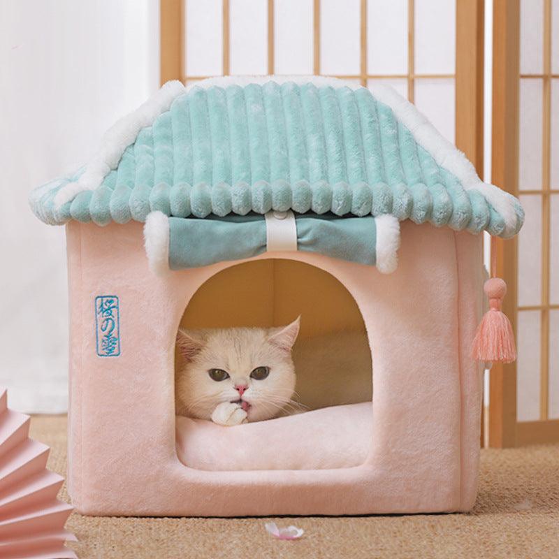 Load image into Gallery viewer, Cozy Retreat Cat House - The Ultimate Enclosed Cat Villa by Dog Hugs Cat