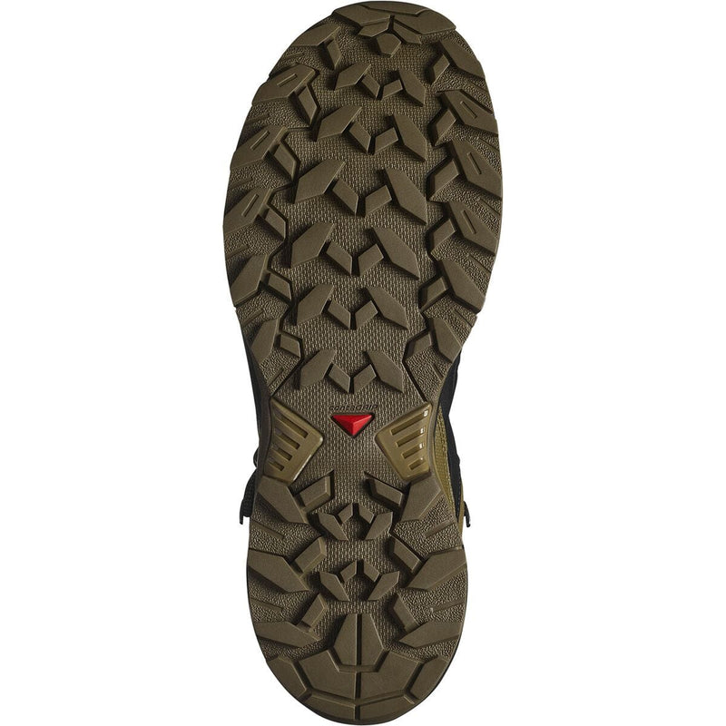 Load image into Gallery viewer, Close-up of a hiking boot sole with a red logo on a white background