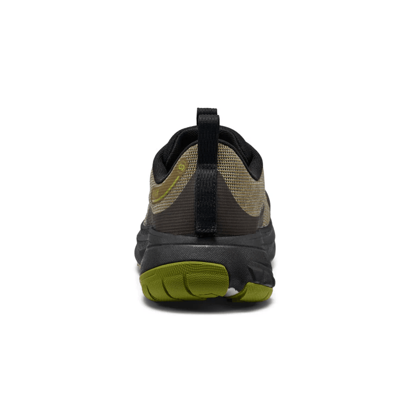 Load image into Gallery viewer, Back view of a black and green athletic shoe on a white background