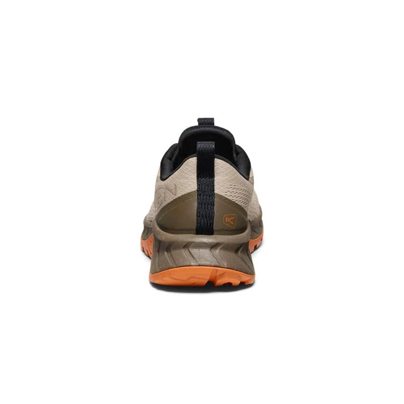 Load image into Gallery viewer, Back view of a hiking shoe with orange sole on a white background
