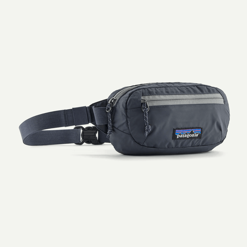 Load image into Gallery viewer, Navy waist bag with Patagonia logo on a white background