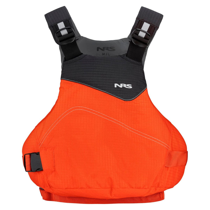 Load image into Gallery viewer, Orange and black life vest with NRS logo on a white background