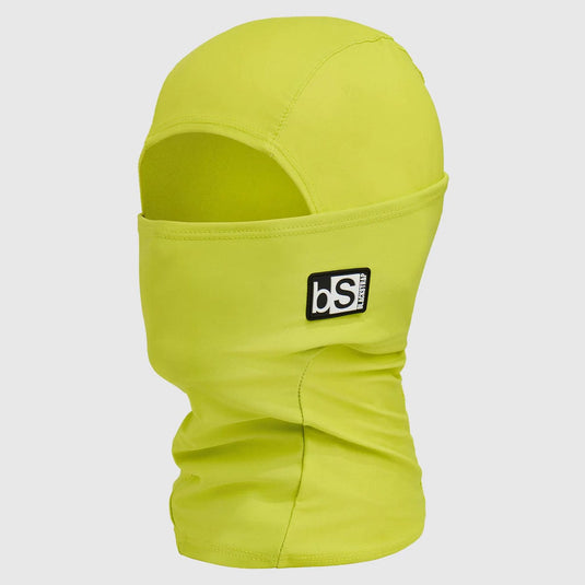 Yellow balaclava with a brand logo on a light gray background
