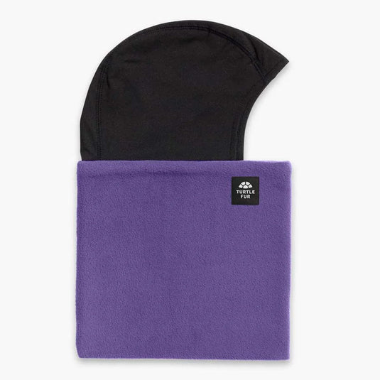Purple fabric with a black hood on a white background