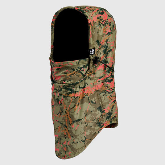 Camouflage-patterned balaclava on a light gray background