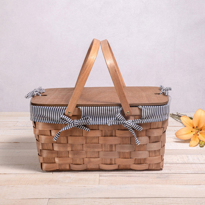 Load image into Gallery viewer, Kansas Handwoven Wood Picnic Basket by Picnic Time Family of Brands