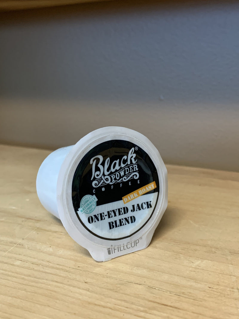 Load image into Gallery viewer, One-Eyed Jack Blend | Dark Roast | Single Serve Cups, Box of 12 by Black Powder Coffee