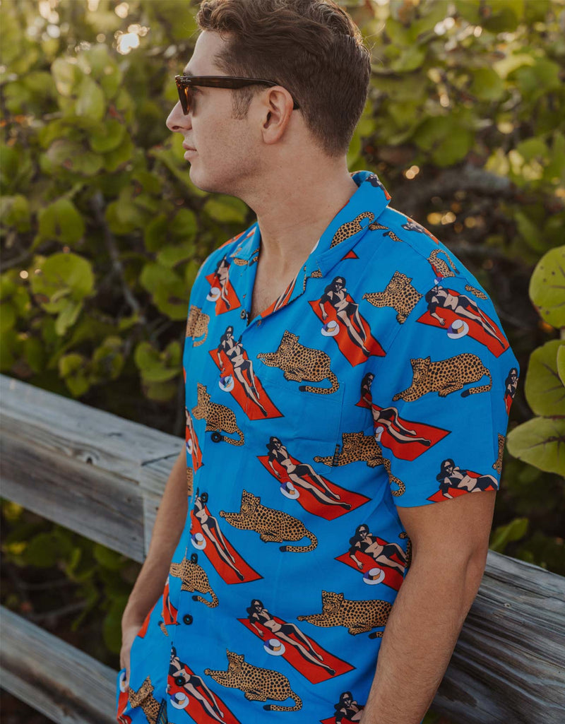Load image into Gallery viewer, PURRFECT WOMAN - BLUE NIGHTHAWK™ BUTTON UP by Bajallama