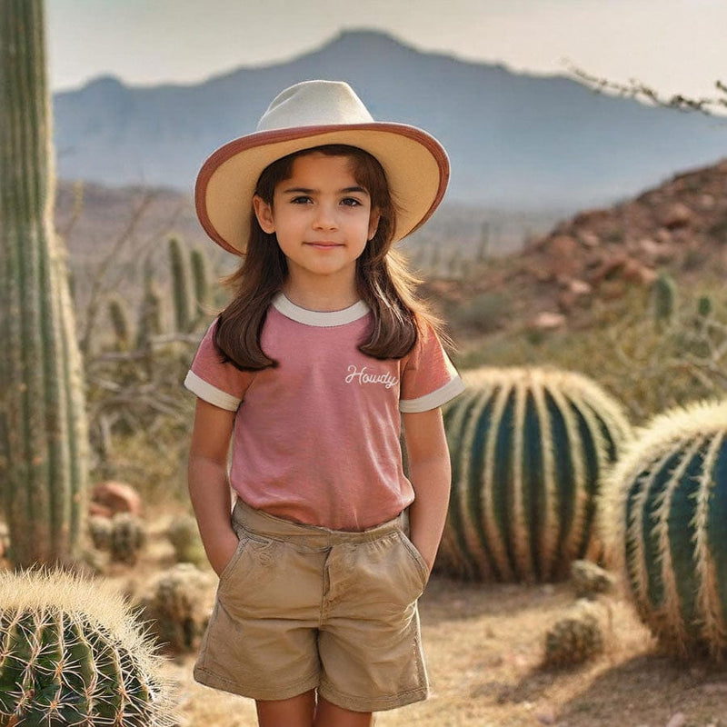 Load image into Gallery viewer, Howdy (Youth) | Vintage Ringer | Pink by RIVER ROAD CLOTHING CO.