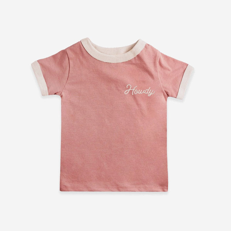 Load image into Gallery viewer, Howdy (Youth) | Vintage Ringer | Pink by RIVER ROAD CLOTHING CO.