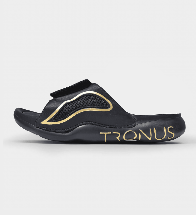 Load image into Gallery viewer, Womens Luxe Sports Recovery Slides Blackout By Tronus Footwear