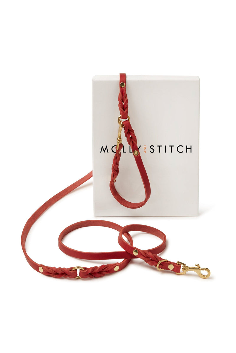 Load image into Gallery viewer, Butter Leather 3x Adjustable Dog Leash - Chili Red by Molly And Stitch US