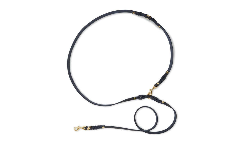 Load image into Gallery viewer, Butter Leather 3x Adjustable Dog Leash - Navy Blue by Molly And Stitch US