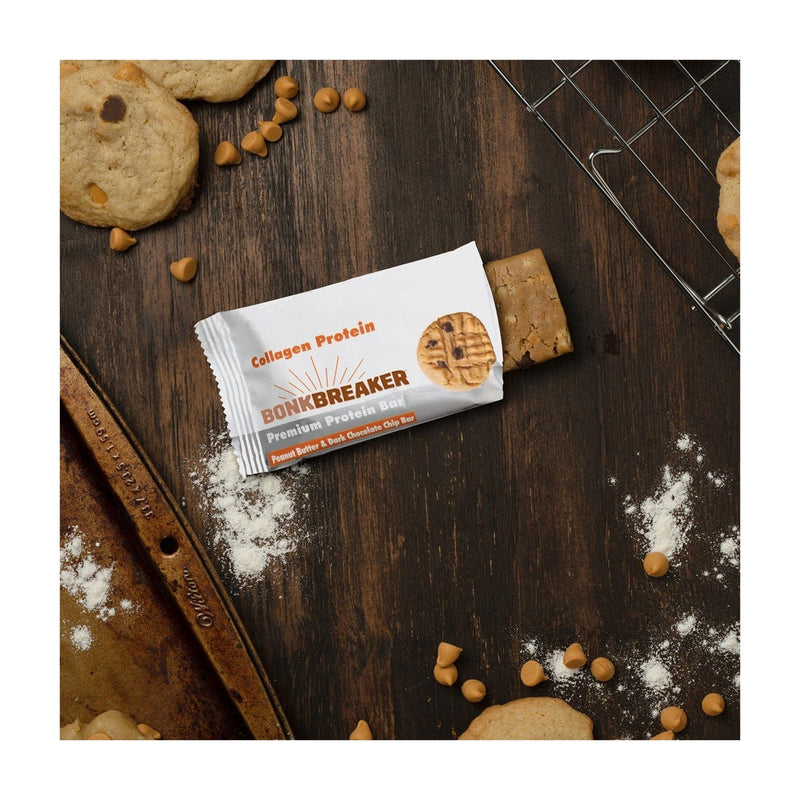 Load image into Gallery viewer, BonkBreaker Peanut Butter & Dark Chocolate Chip Collagen Protein Bar
