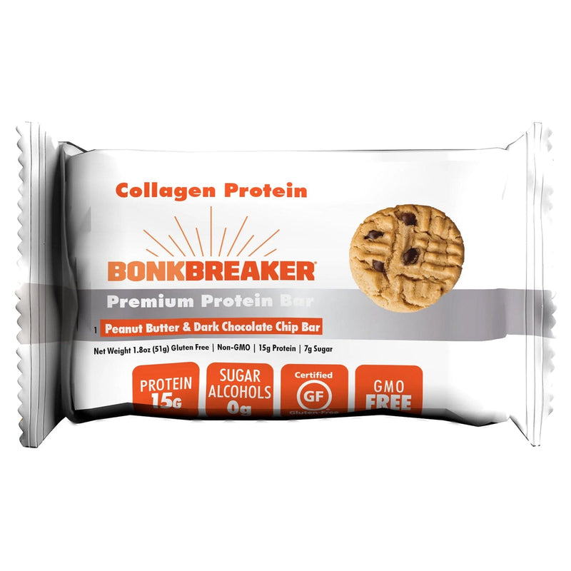 Load image into Gallery viewer, BonkBreaker Peanut Butter & Dark Chocolate Chip Collagen Protein Bar