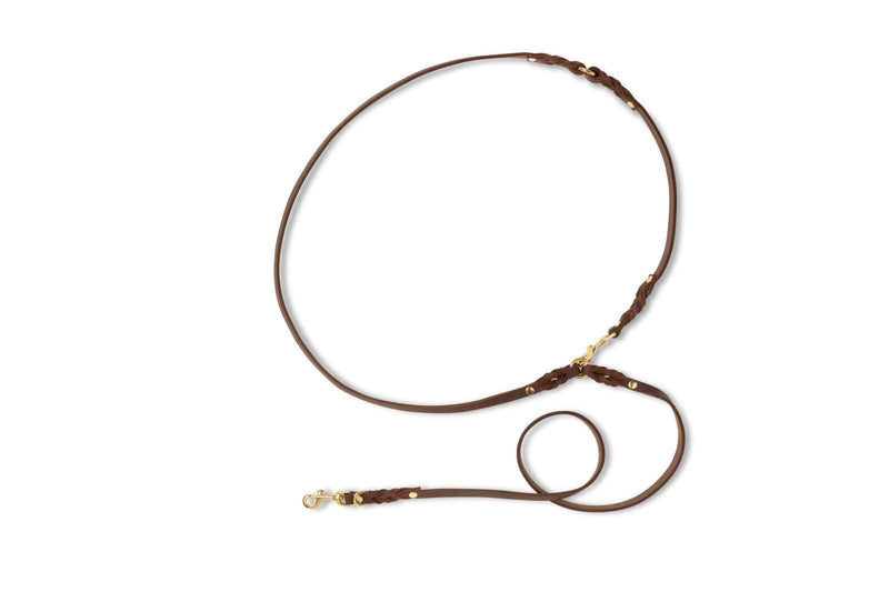 Load image into Gallery viewer, Butter Leather 3x Adjustable Dog Leash - Classic Brown by Molly And Stitch US