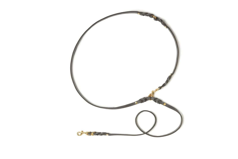 Load image into Gallery viewer, Butter Leather 3x Adjustable Dog Leash - Timeless Grey by Molly And Stitch US