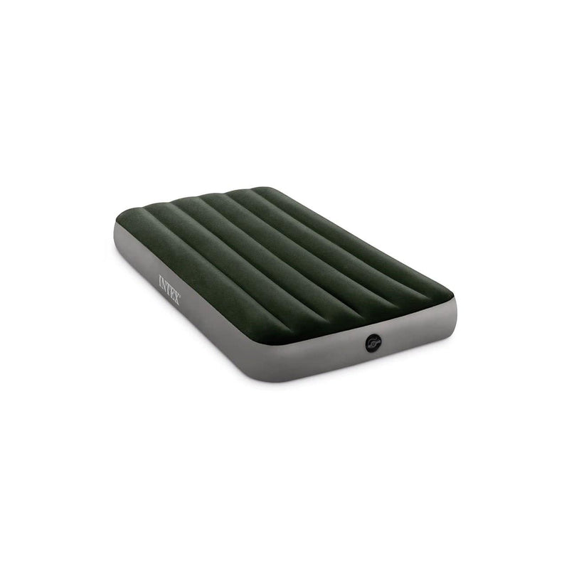 Load image into Gallery viewer, Intex 10in Twin Dura-Beam Prestige Downy Airbed with Hand-held Battery Air Pump