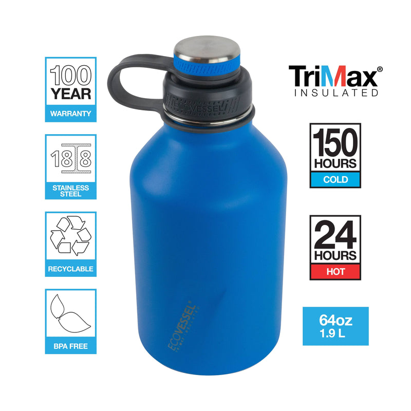 Load image into Gallery viewer, BOSS Triple Insulated Stainless Steel Growler Bottle with Infuser - 64 oz by EcoVessel