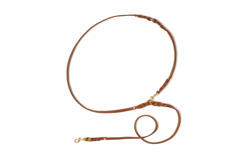 Load image into Gallery viewer, Butter Leather 3x Adjustable Dog Leash - Sahara Cognac by Molly And Stitch US